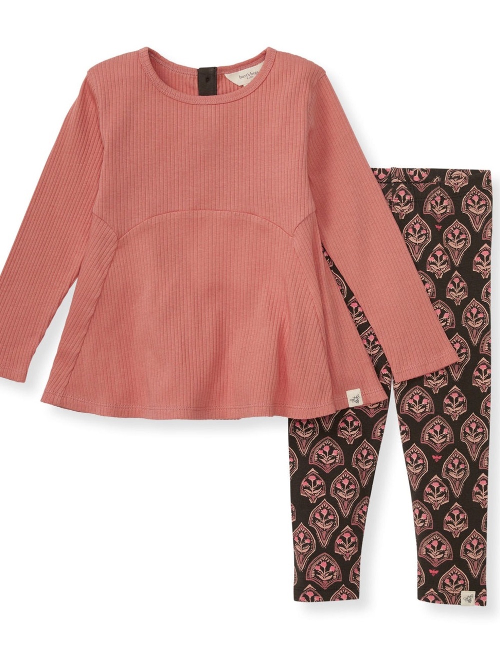 Burt's Bees Baby Ribbed Dusty Rose Long-Sleeve Top